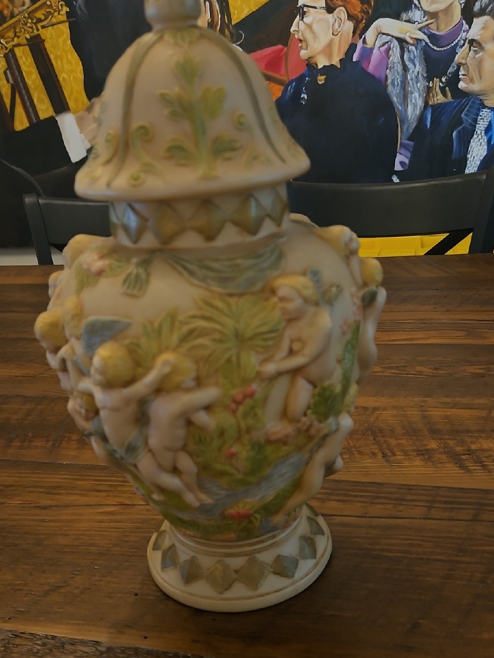 Vintage Porclain Capodimonte Style Lidded Ginger Jar Or Urn